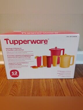 Tupperware Cups And Two Pitchers With Lids 12 Pc Set